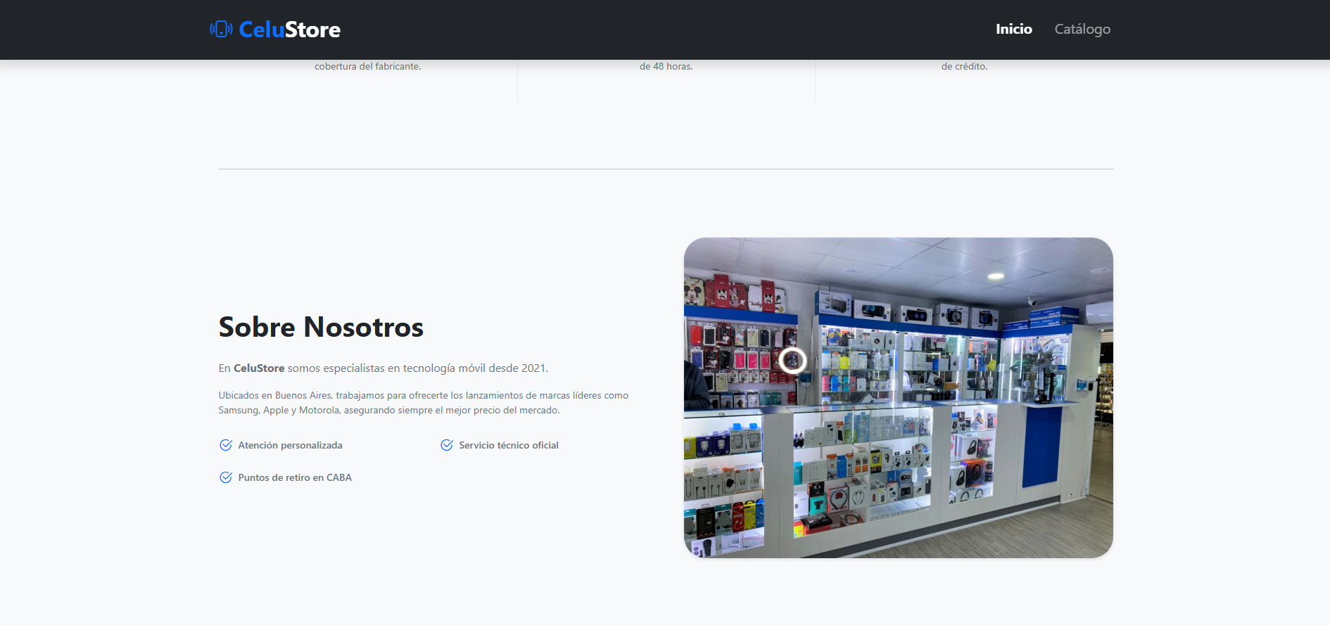 Ejemplo de Tienda Online hecha por ZUVIX STUDIO